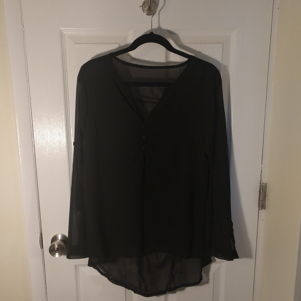 Sheer Black Polyester Overshirt